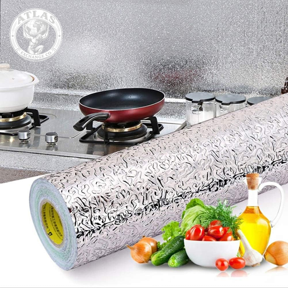 Livelynine Silver Contact Paper for Kitchen Oil Proof Waterproof Sticker Aluminu