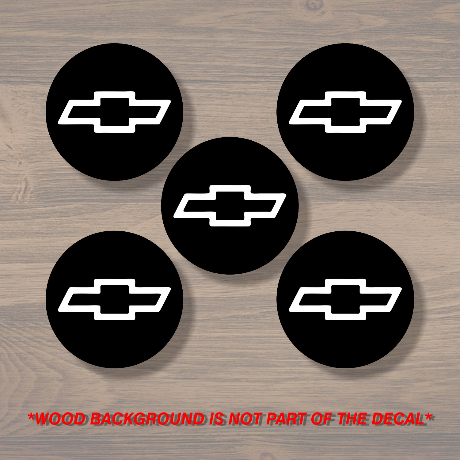 Chevrolet Chevy Bowtie Wheel Center Cap Overlay x5, Vinyl Decal Sticker