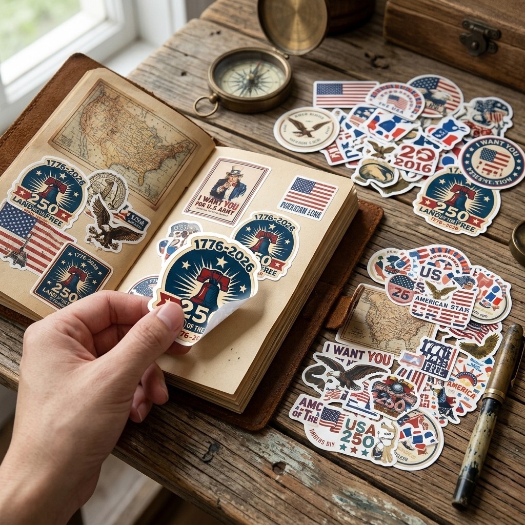 56Pcs Patriotic Decals USA 250th Anniversary Waterproof Stickers for Luggage