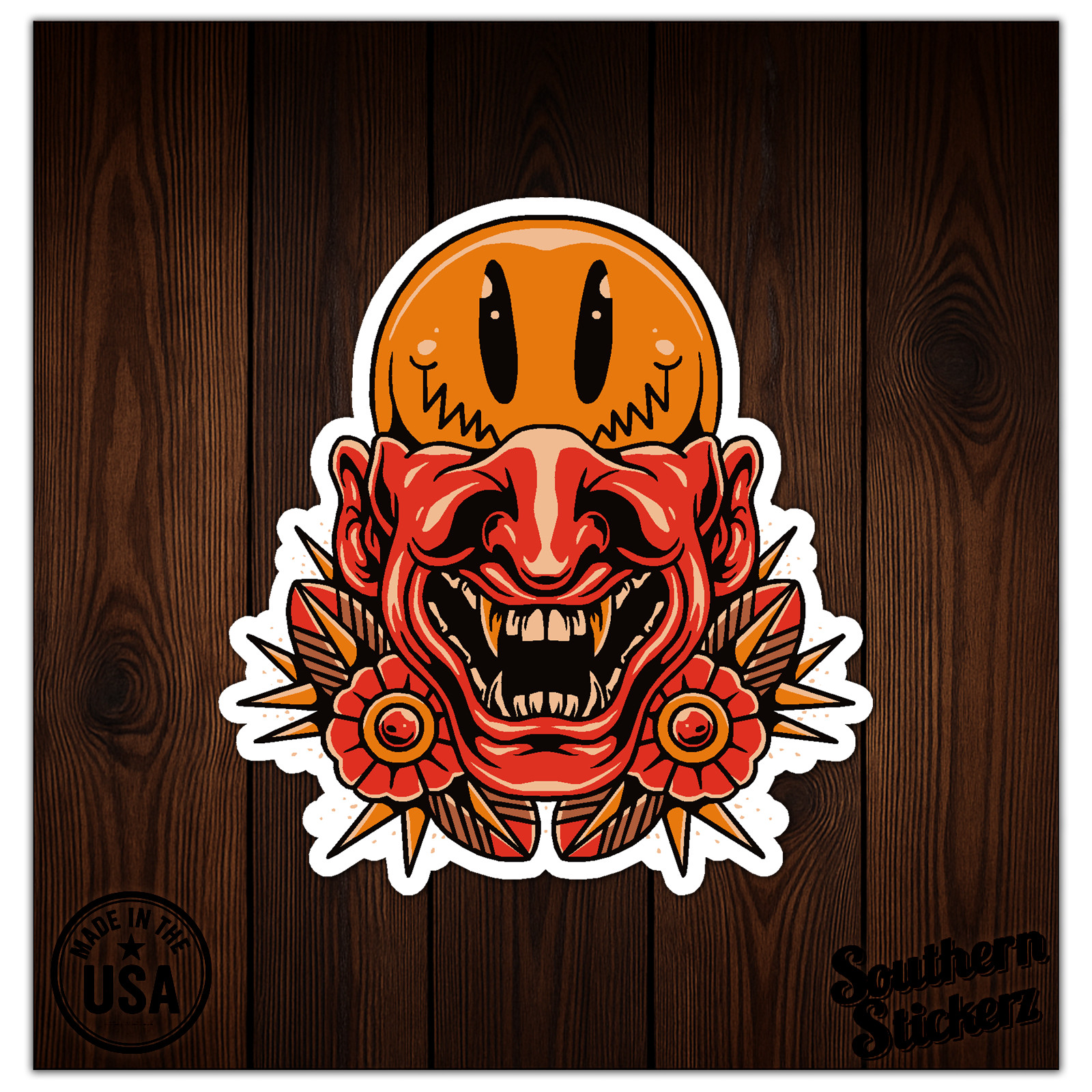 Demon Smiley Face – Vinyl Decal Sticker – Car Window Laptop – ebn12650