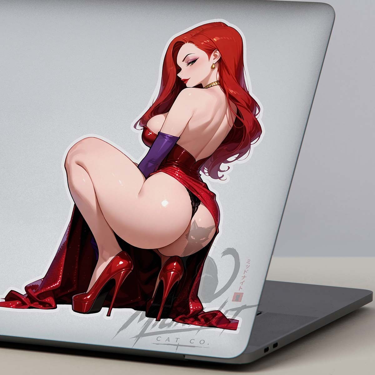 Red Rabbit Waifu Sticker | Waterproof Vinyl Decal, Gloss Finish, Ecchi 007