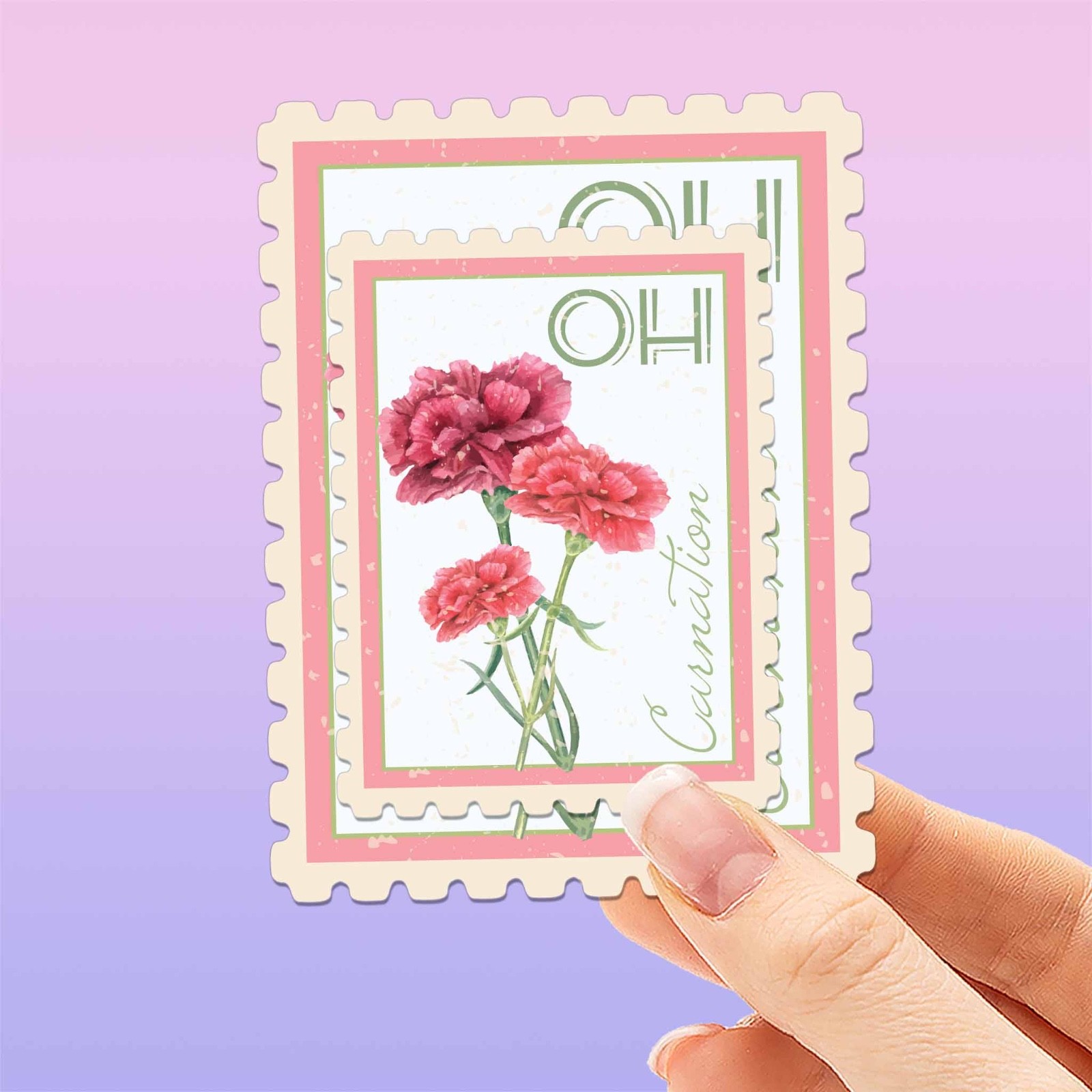 Ohio State Flower Carnation Sticker – OH Vintage Stamp Decal for Laptop