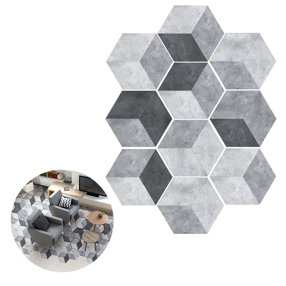 10 Pcs Removable Hexagonal Floor Stickers Self Adhesive Tiles