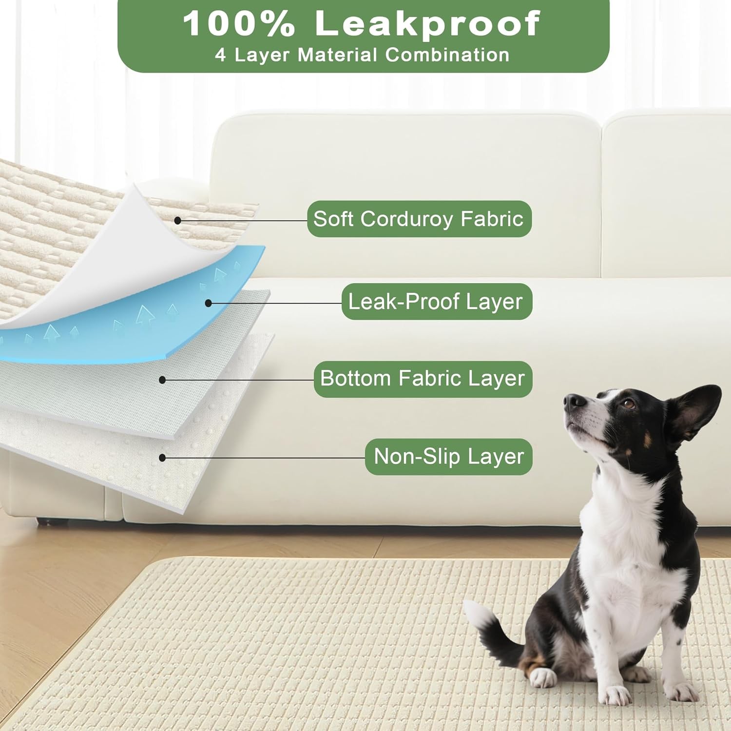 Washable Pee Pads for Dogs, Reusable Puppy Pads Dog Pads, Non-Slip Dog Pee Pads,