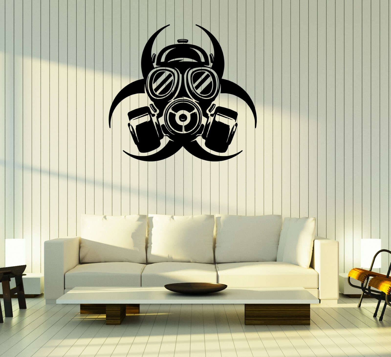 Wall Decal Radioactive Gas Mask Danger Decor Vinyl Sticker (ed2165)