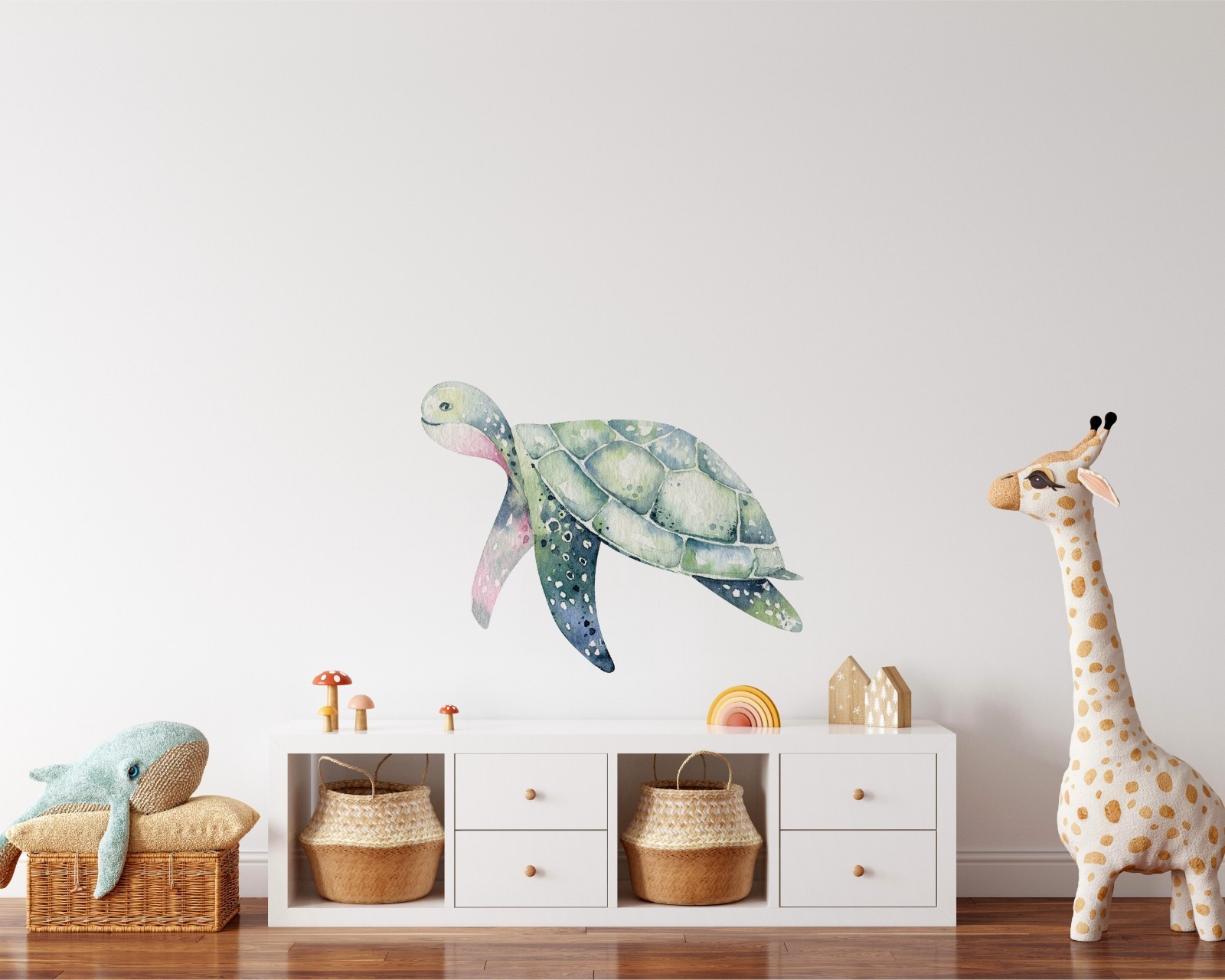 Sea Turtle Ocean Life Wall Decal Watercolor Removable Fabric Wall Sticker Decor