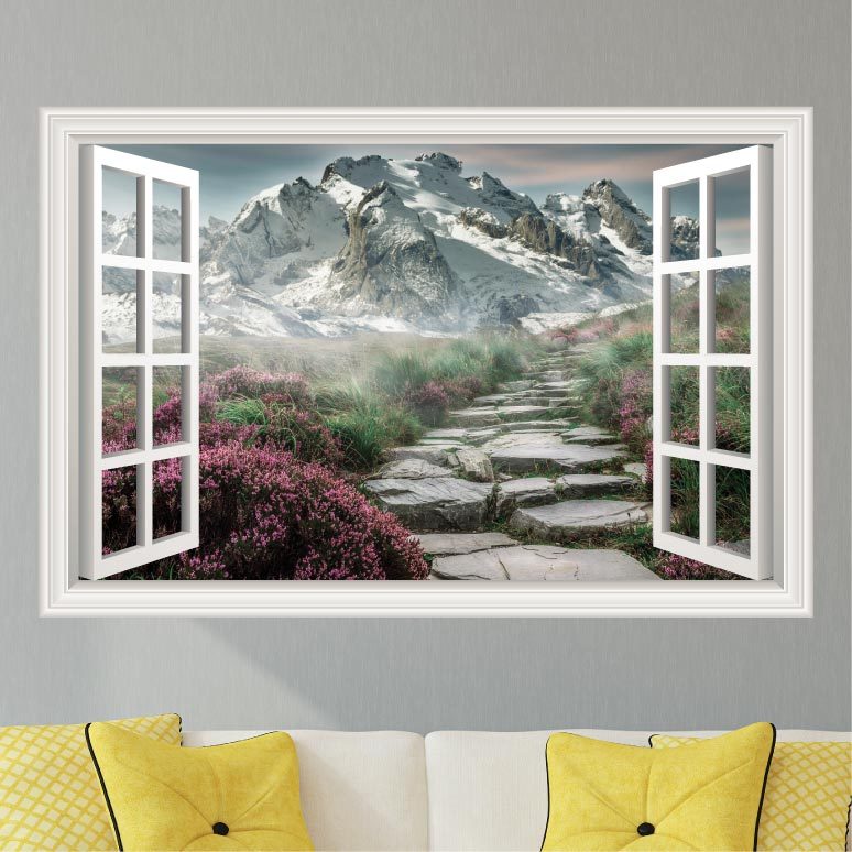 Mountains Landscape Stone Steps Wall Decal Sticker Graphic Art – 4 Size Options