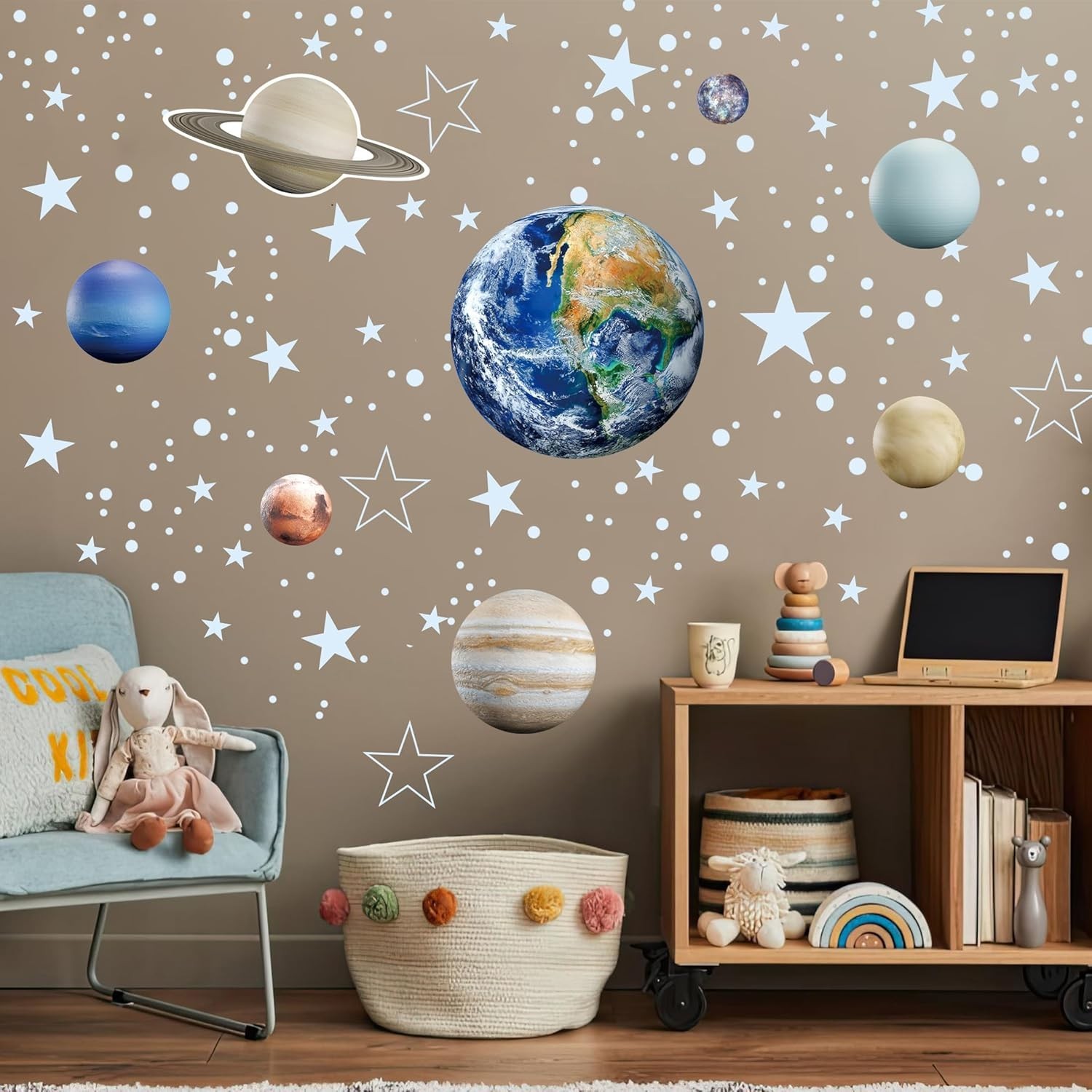 Glow in The Dark Stars Solar System Wall Decals, The Earth Wall Stickers for …