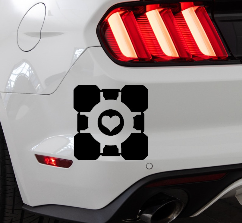 Portal Companion Cube Indoor Outdoor Matte Black Vinyl Decal 3″x3″