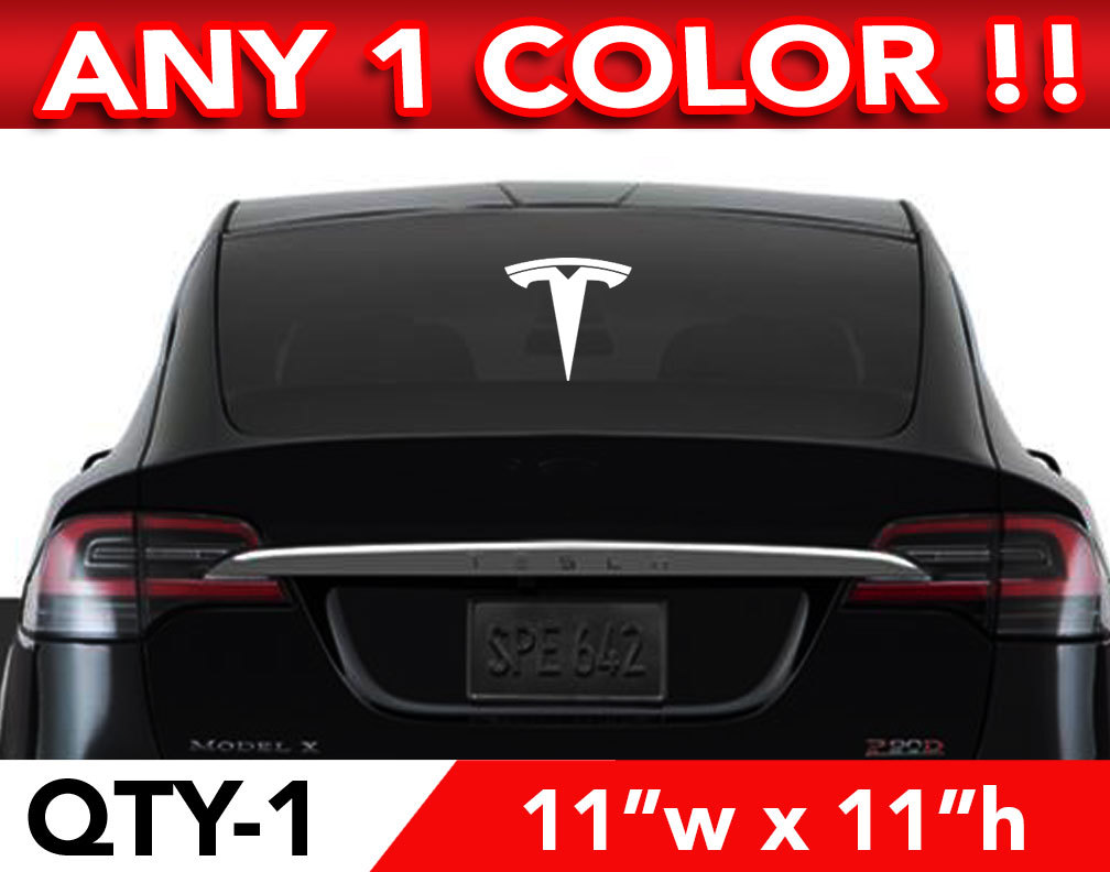 TESLA «T» MODEL- S / X WINDOW / WALL / AUTO DECAL STICKER 11″x11″ ANY 1 Color