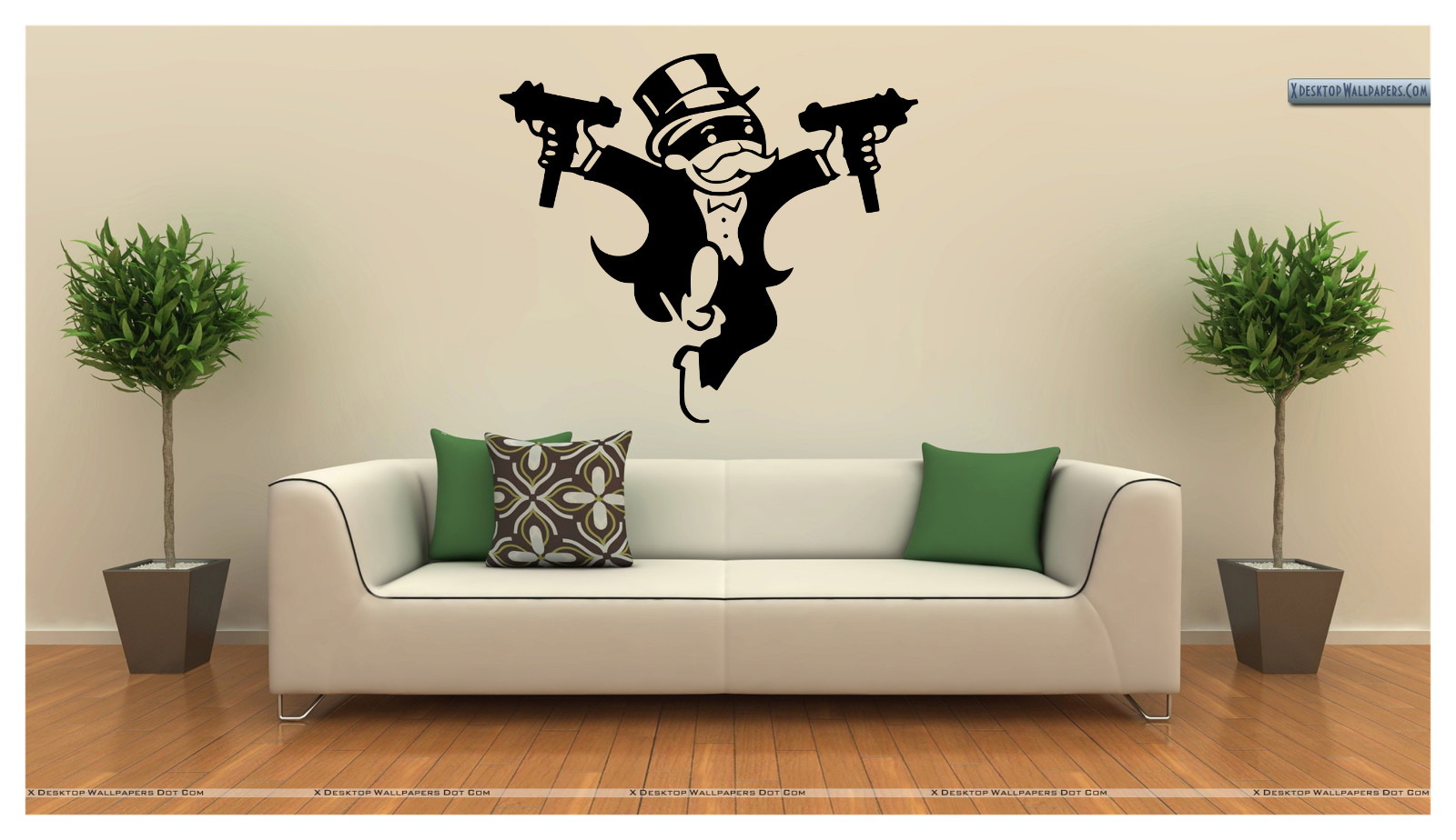 Monopoly Man with Uzi Large Wall Decal Mural Art Sticker 24″X22″ Funny Wall Art