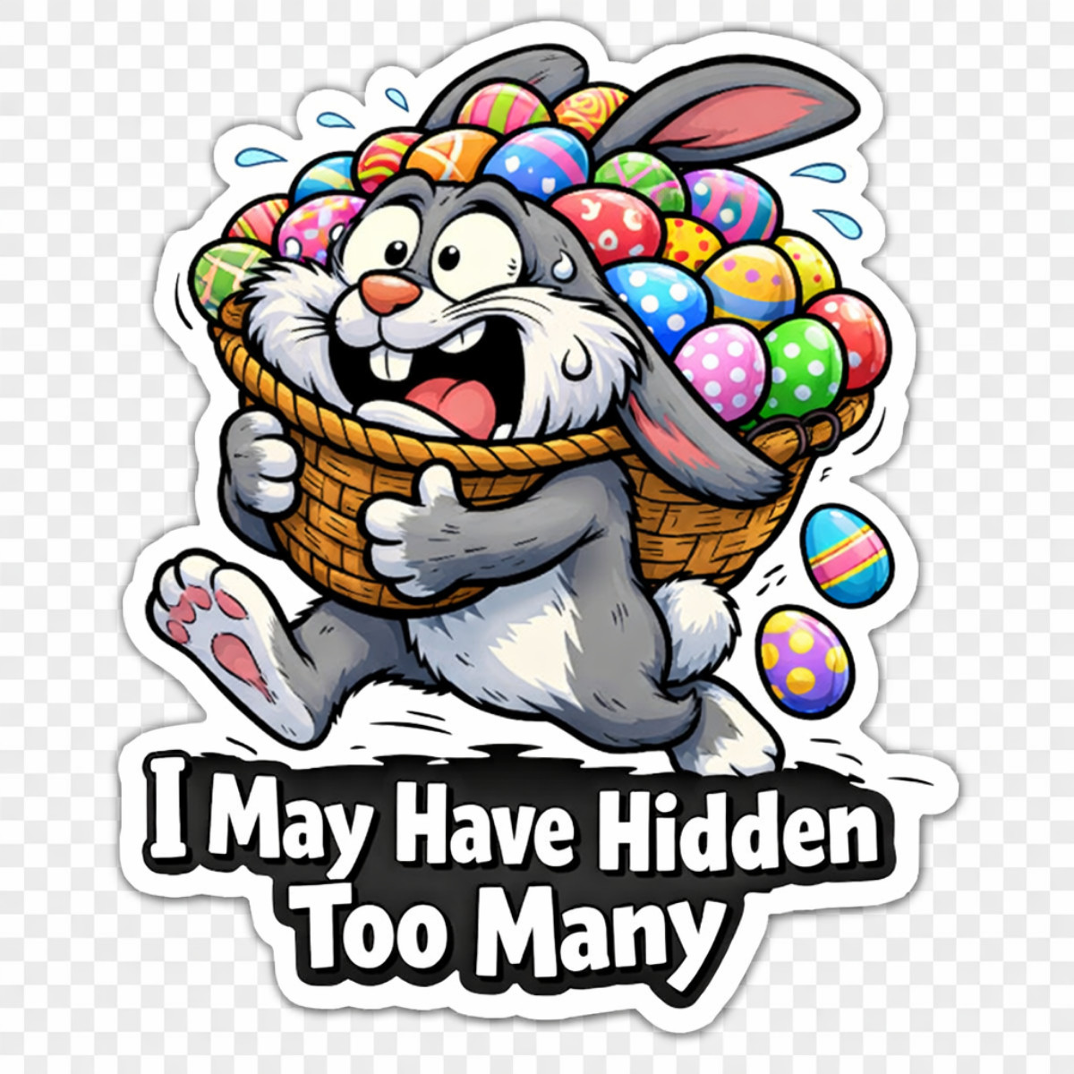 9pc Easter Sticker Pack Funny Bunny Egg Hunt Vinyl Stickers Kids Basket Fillers