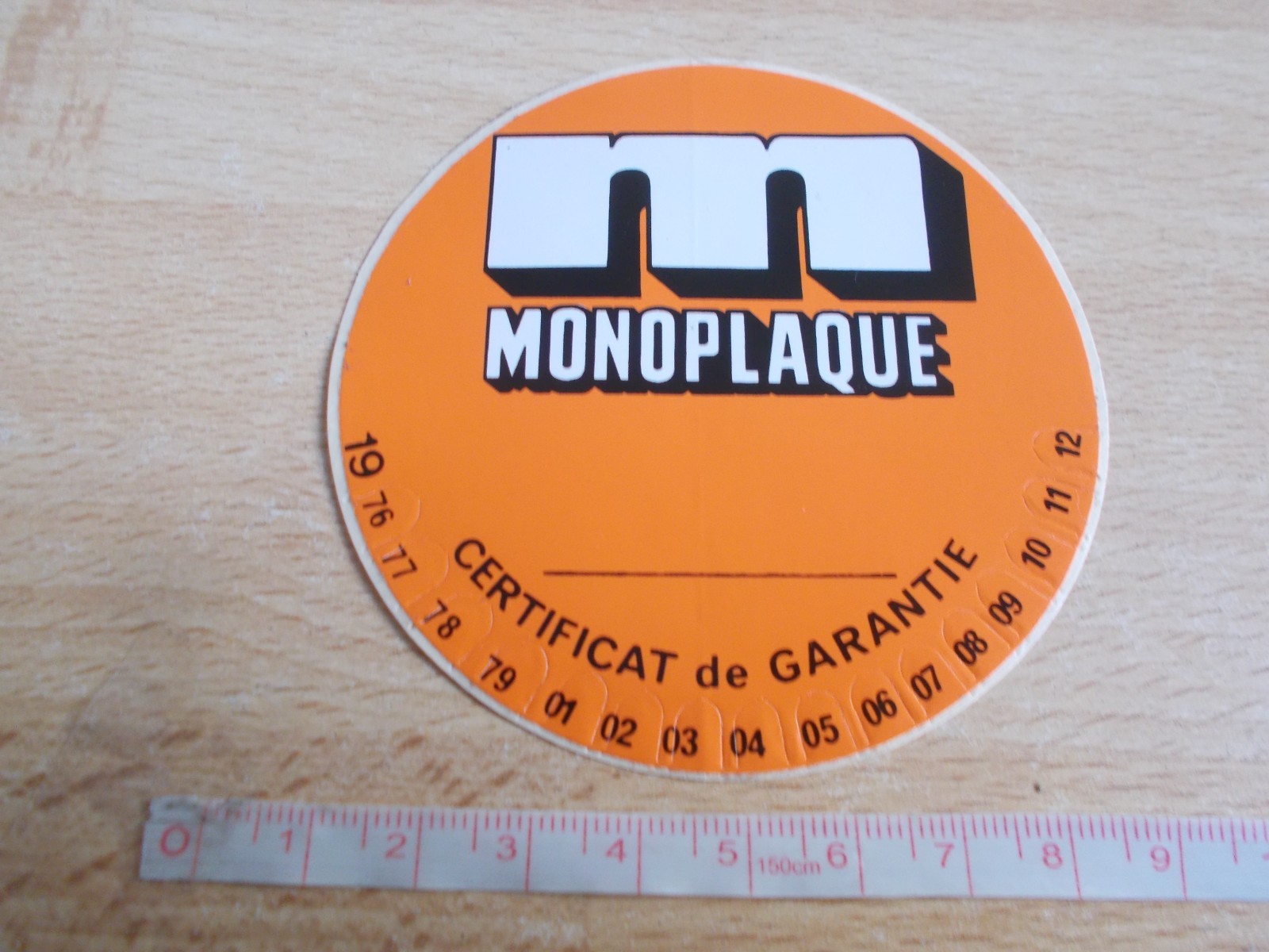 Sticker Certificate Warranty M.Monoplaque – 1976-1979