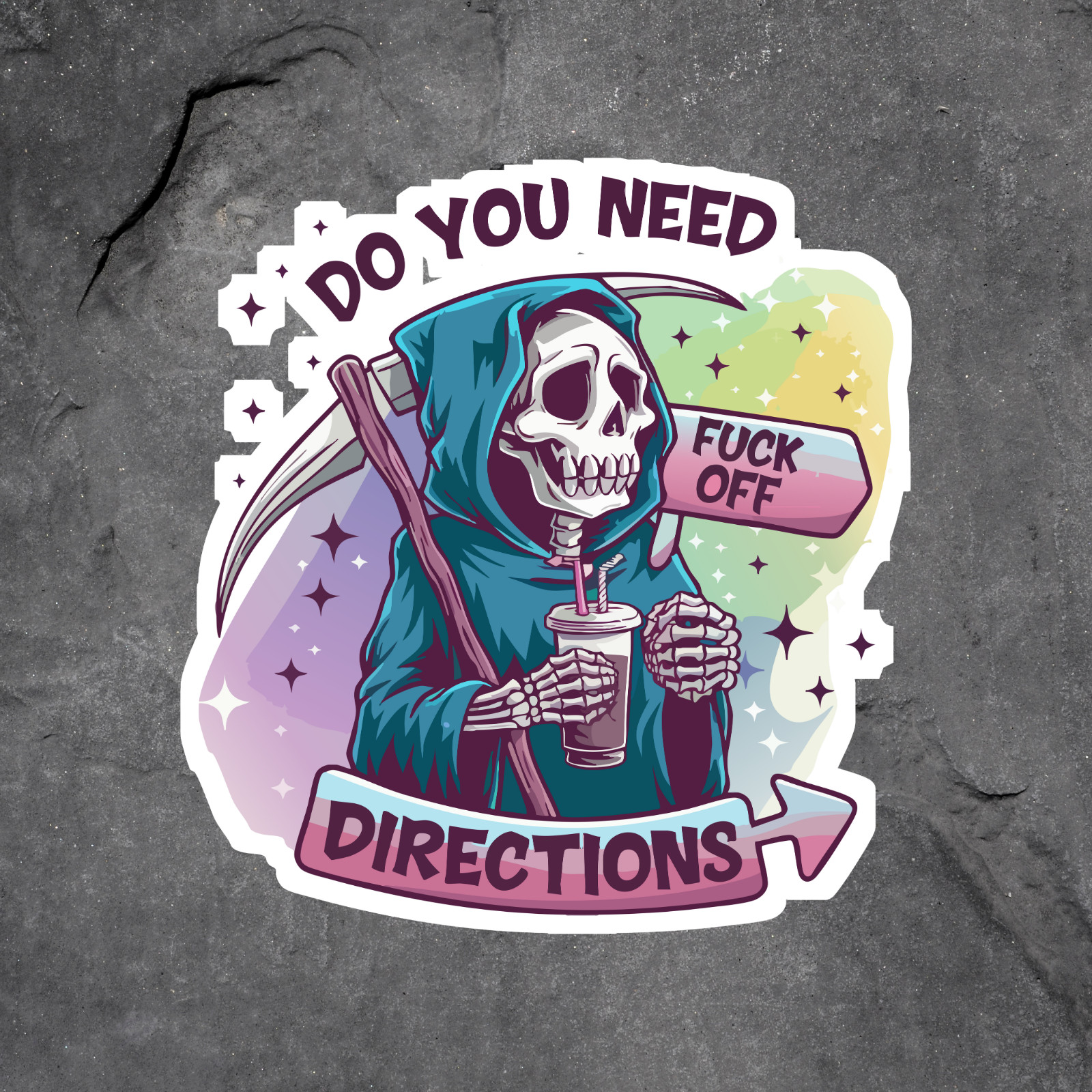 Grim reaper sticker vinyl decal do you need directions sarcastic dark humor