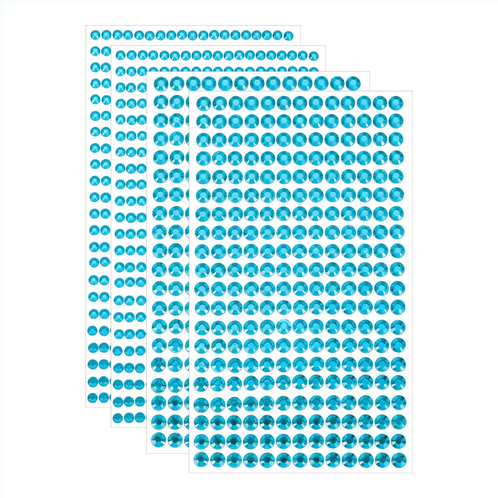 1394Pcs 4mm/6mm Self-Adhesive Rhinestone Stickers for Craft (4 Sheet Blue)