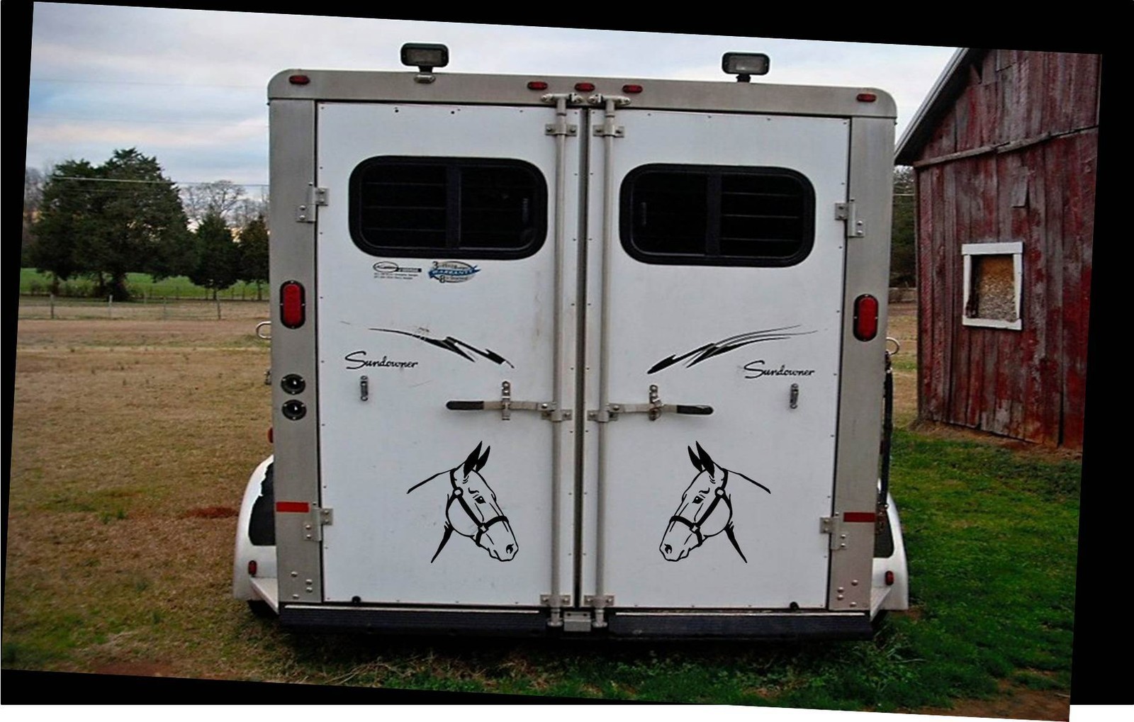 2 LARGE 12.5″ MULE STICKERS MIRRORED DECALS HORSE TRAILOR DRAFT MULES *C535*