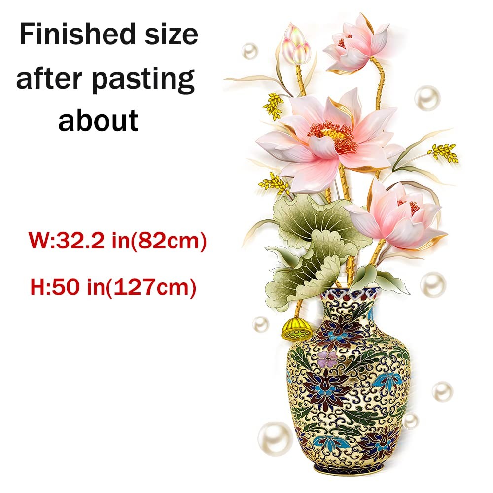 Dechom Chinese Style Lotus Flower Classical 11.8″ × 35.4″, Vase