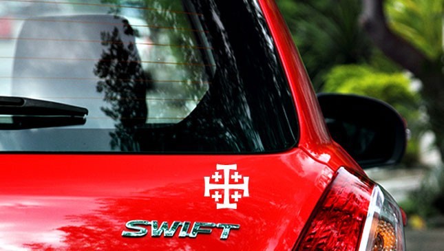 Cruz de Jerusalem Crusaders Cross Solid Vinyl Decal Sticker Jerusalém