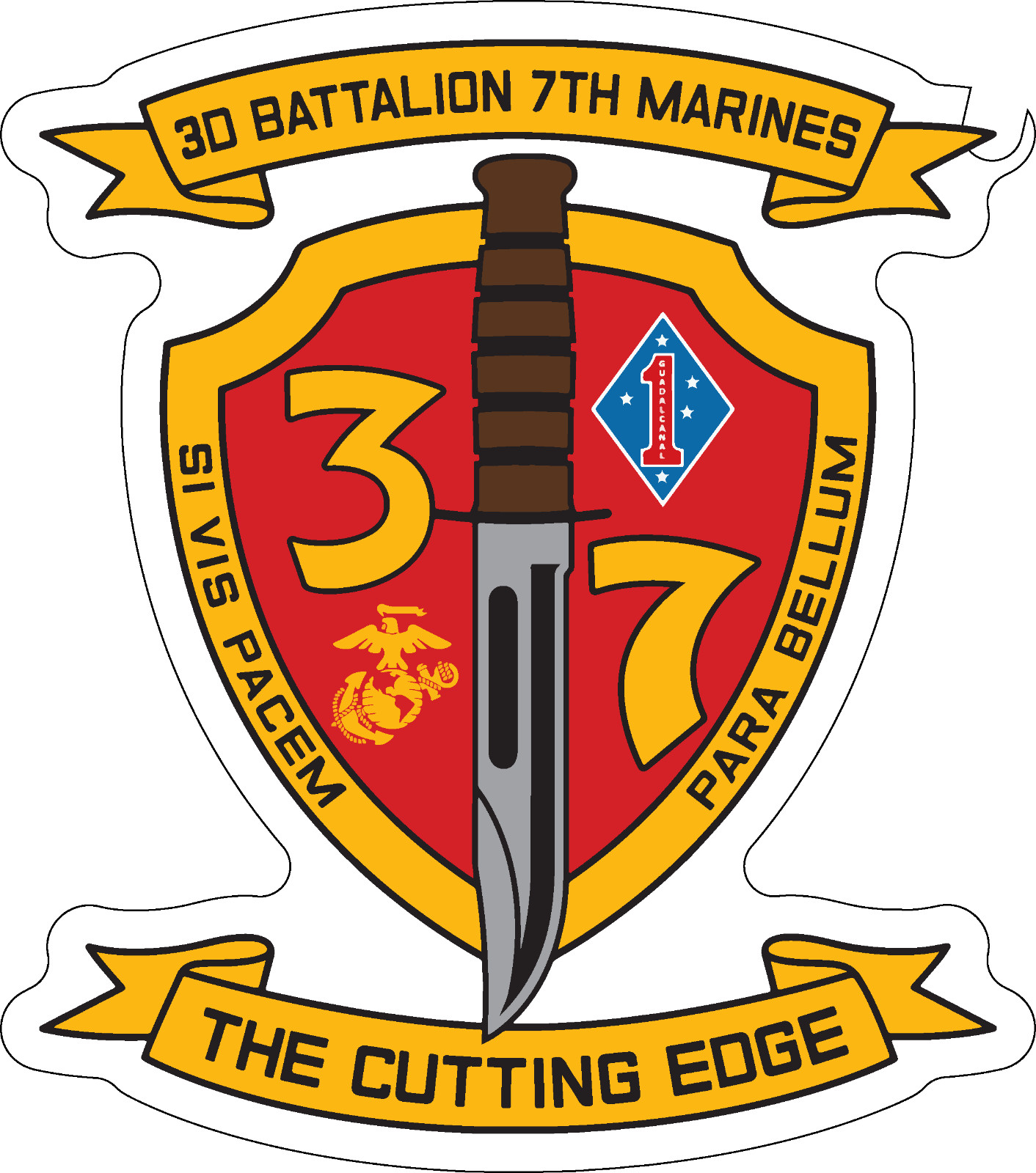 US Marine Corps Badge Sticker 3rd Battalion 7th Marines The Cutting Edge