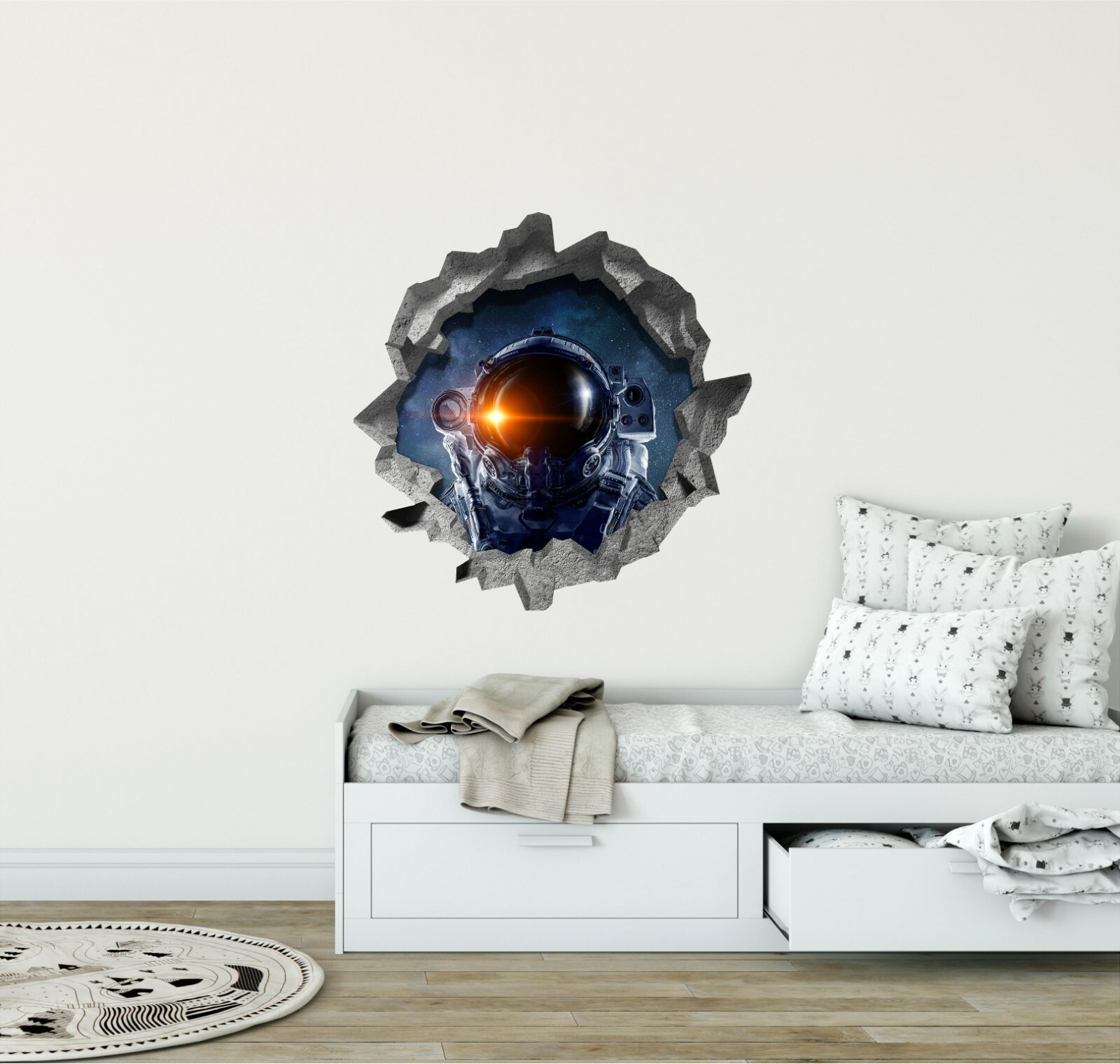 Hole in the Wall ASTRONAUT IN SPACE #1 3D Wall Decal Vinyl Wall Sticker Graphic