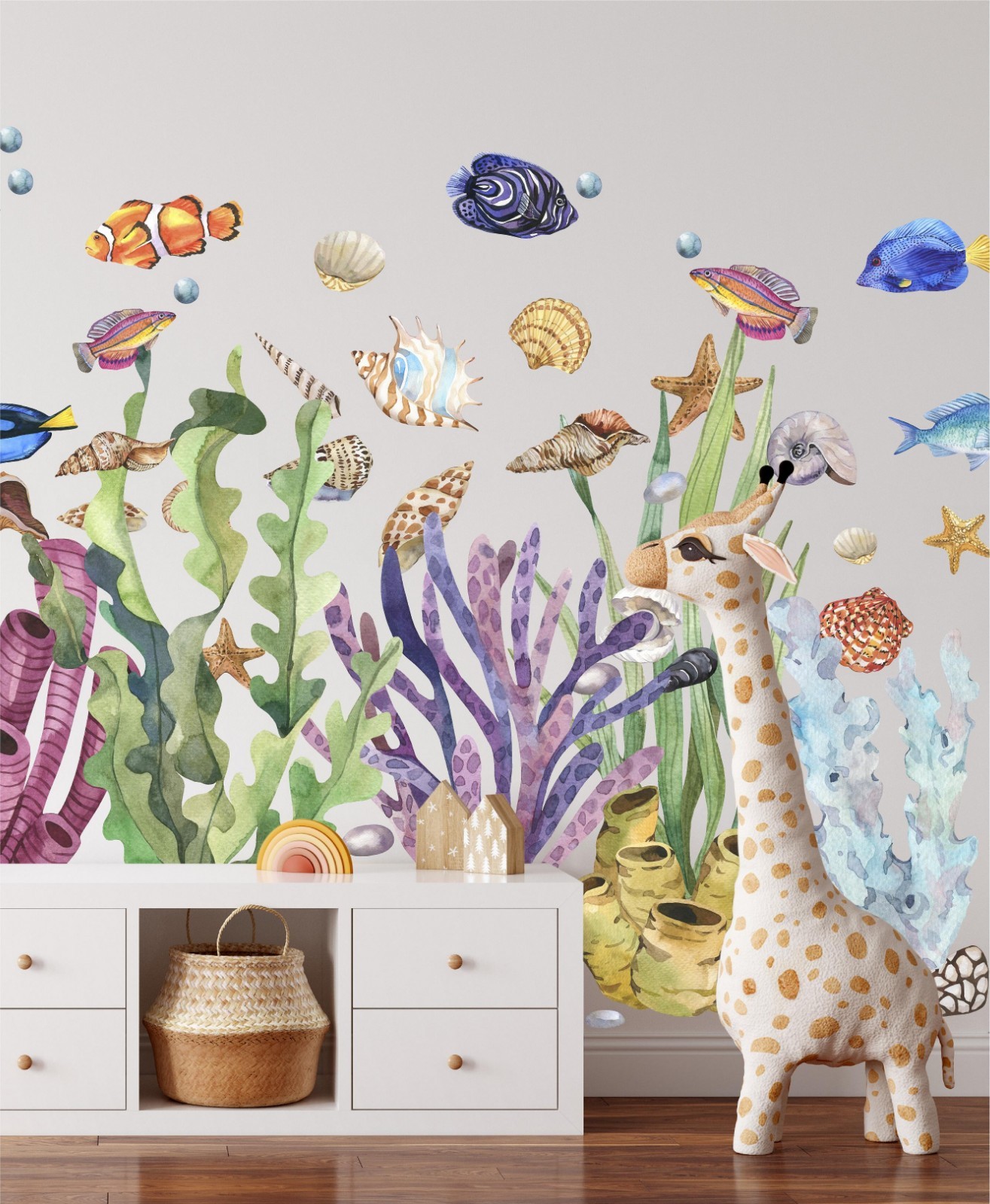 Ocean Wall Decal Under The Sea Nursery Sea Life Fish Coral Seaweed Set