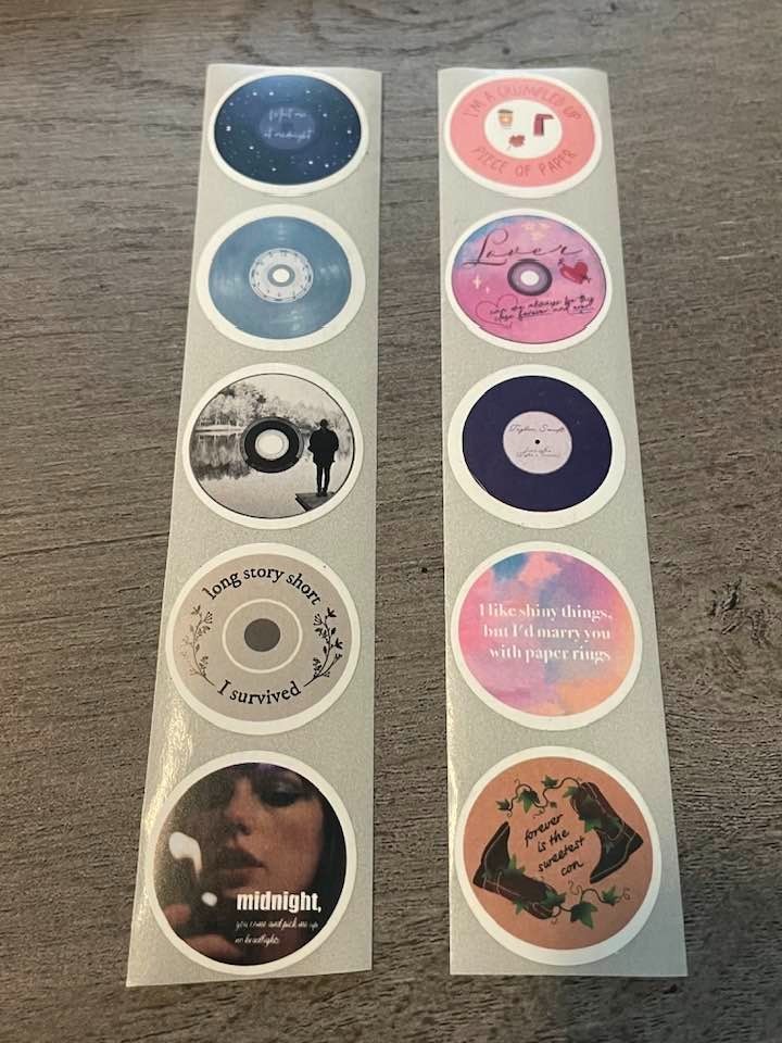 10 Taylor Swift Inspired Stickers/Decals-1 Inch Round CD/Record Album/Pop Rock!!