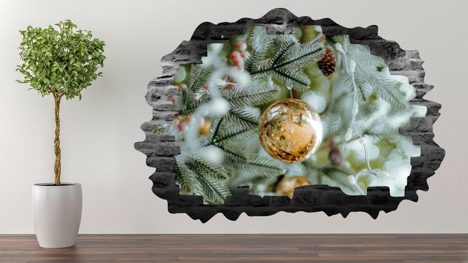 Christmas Tree Ball Wall Decal STICKER MURAL | 3D Xmas Vinyl Print M-25