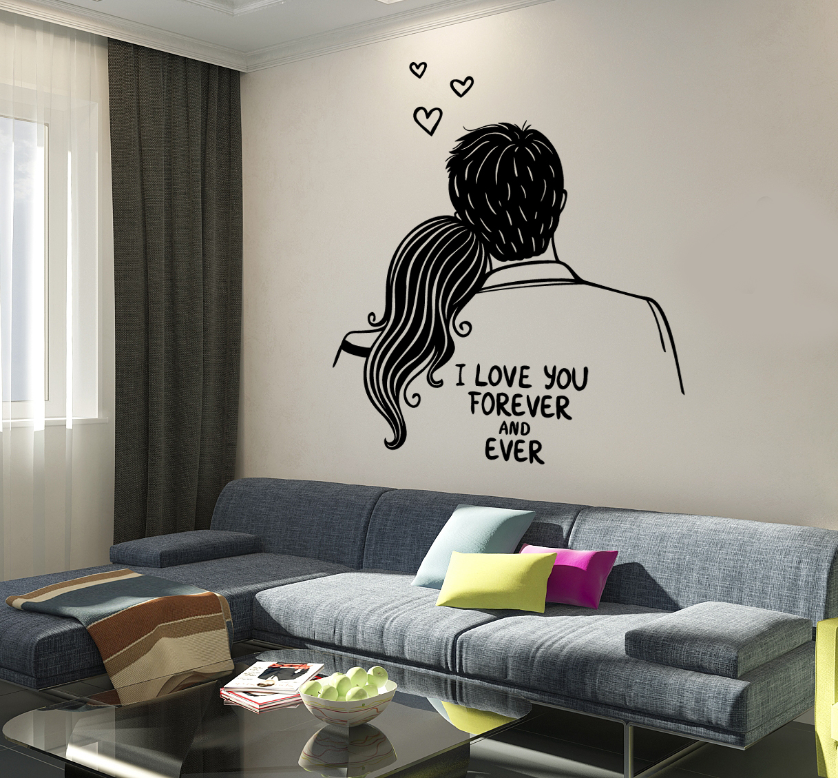 Wall Vinyl Decal I Love You Forever Quotes Romantic Amazing Bedroom Decor z3786