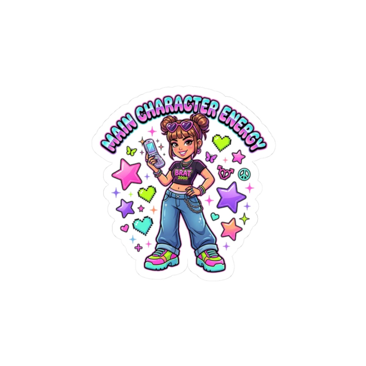 Main Character Energy Kiss-Cut Sticker | Y2K aesthetic, 2000s nostalgia