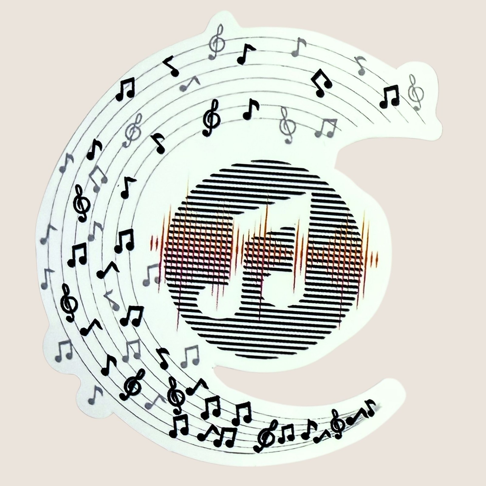 Music Notes Soundwave Vinyl Sticker Treble Clef Waterproof Sticker No101 Laptops