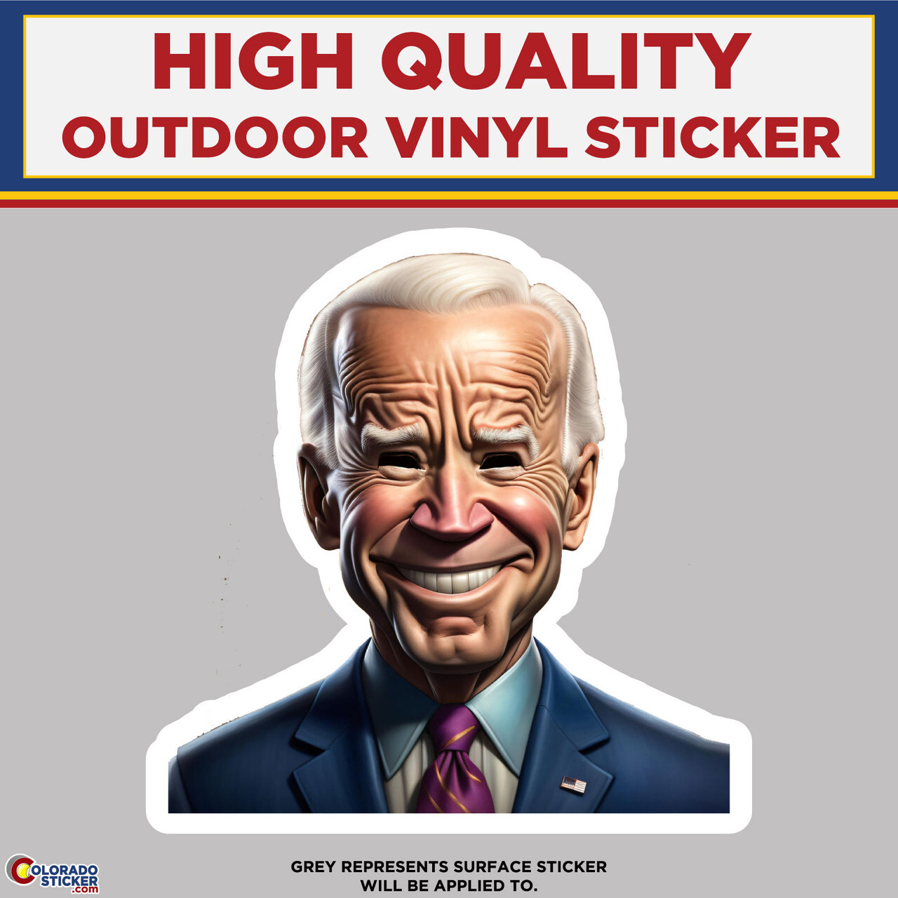 Joe Biden With Black Eye Balls, High Quality Vinyl Stickers
