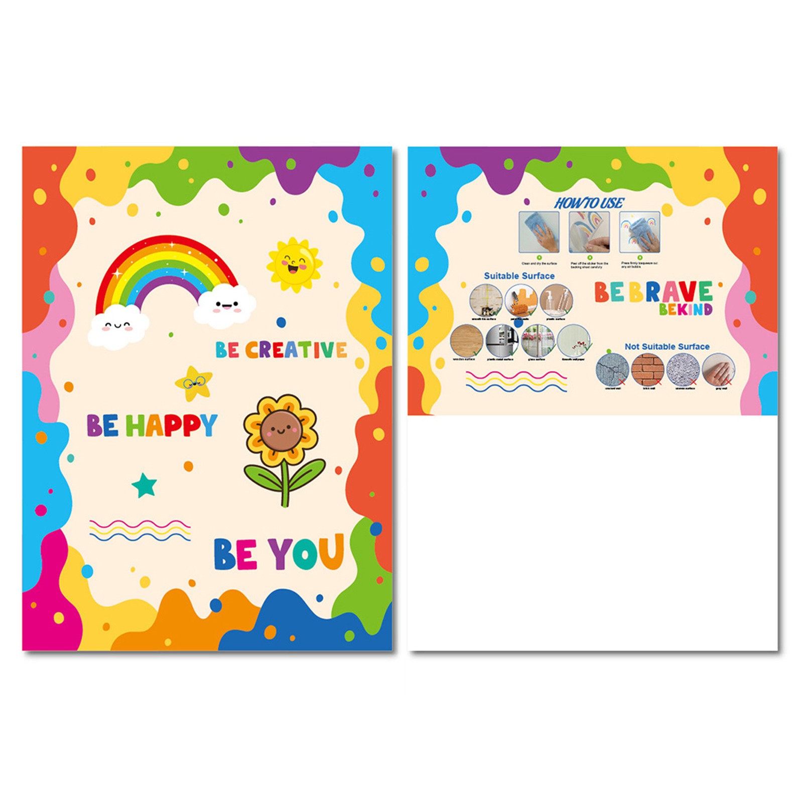 3 Sheets Cute Wall Decals DIY English Inspirational Phrases Theme Boys Kids BLSJ