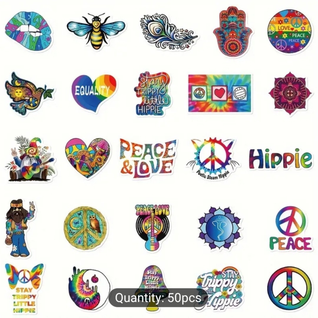 10 PCS Trippy Hippie Groovy Retro Colorful Peace Stickers BRAND NEW
