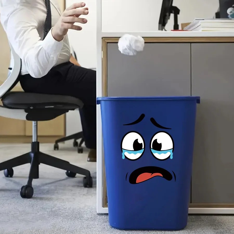 4 Sheets Cartoon Face Stickers Self Adhesive Wall Decor Trash Can Toilet