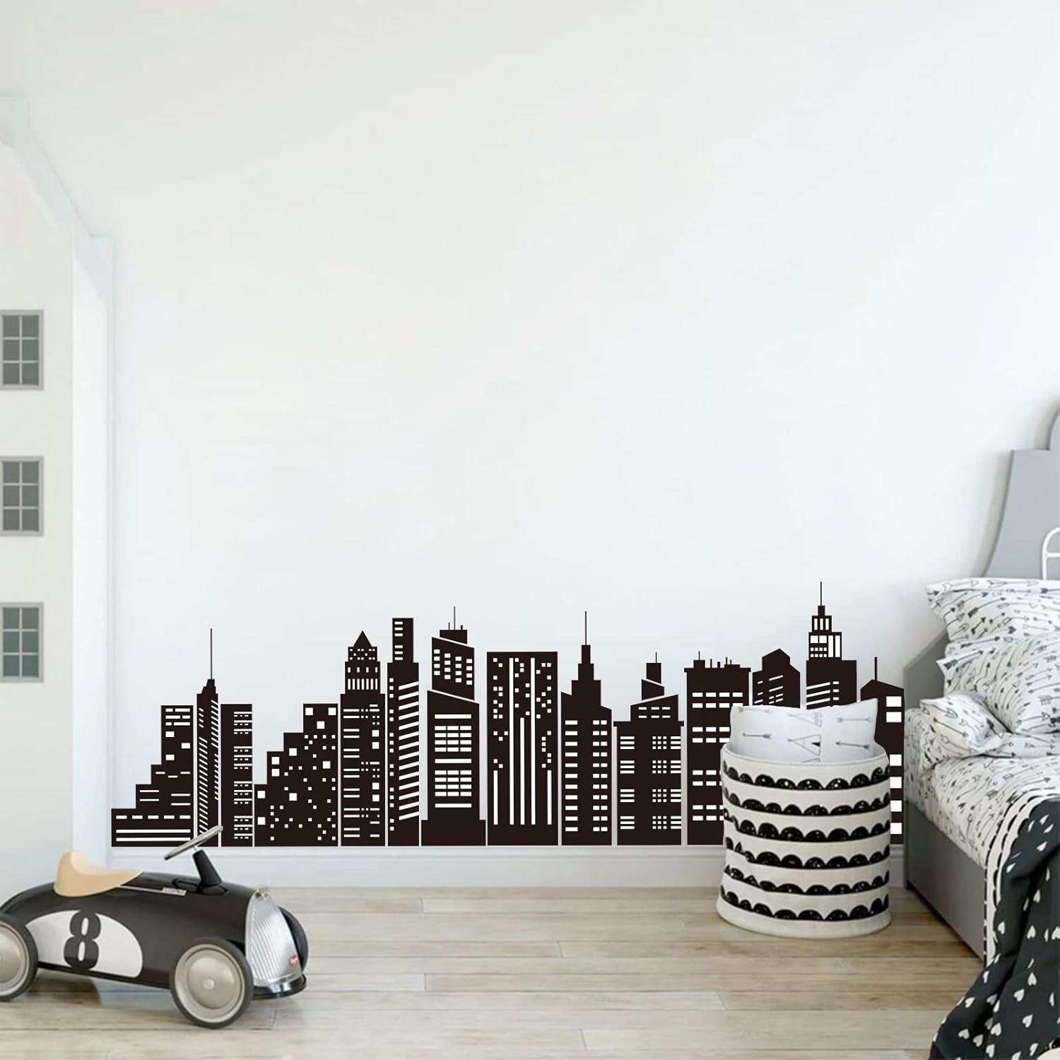 wondever Black City Skyline Wall Stickers Building Silhouettes