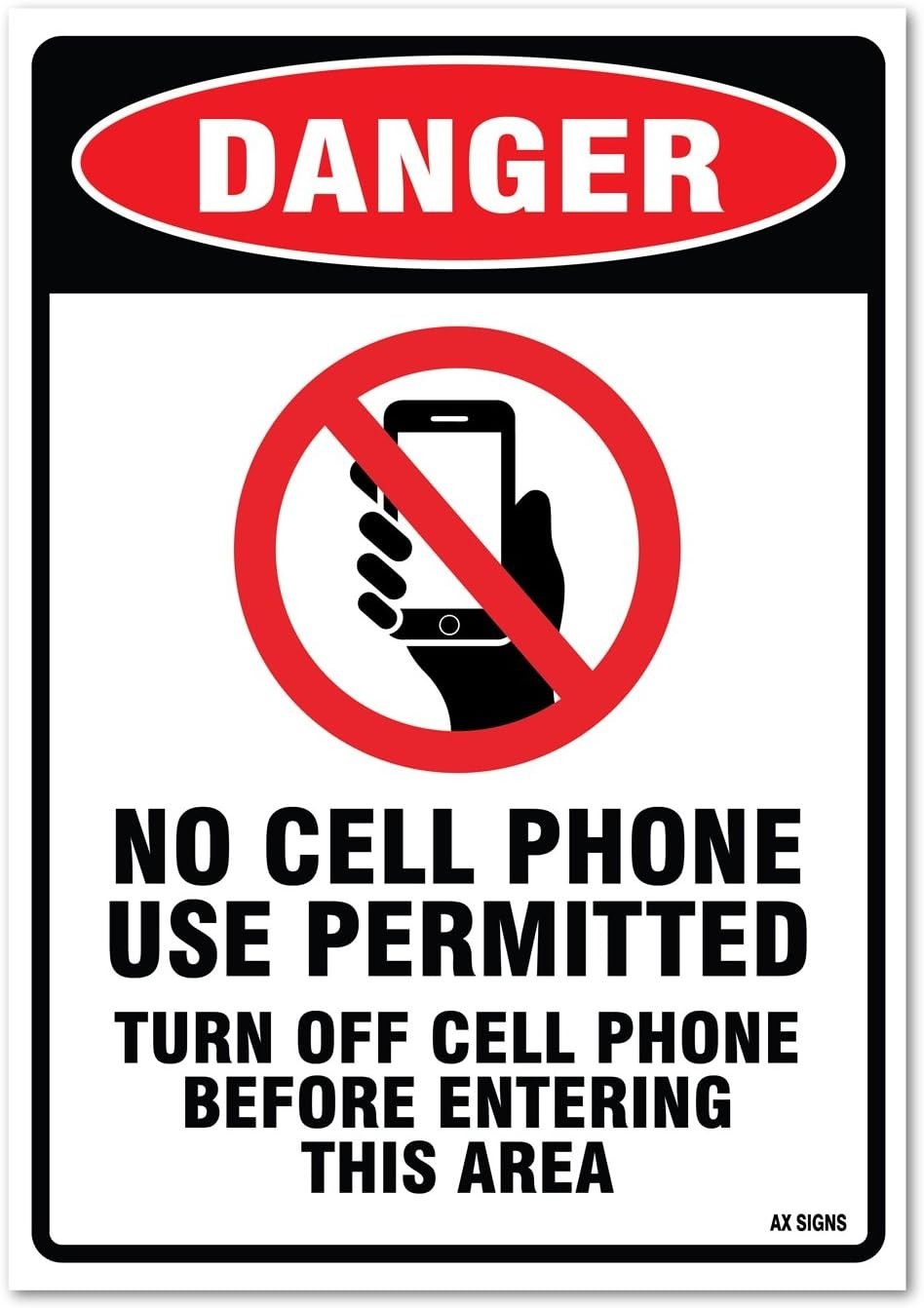 (2 Pack) No Cell Phone Use Permitted Sticker Turn Off Before Enter 7 x 10 Inches