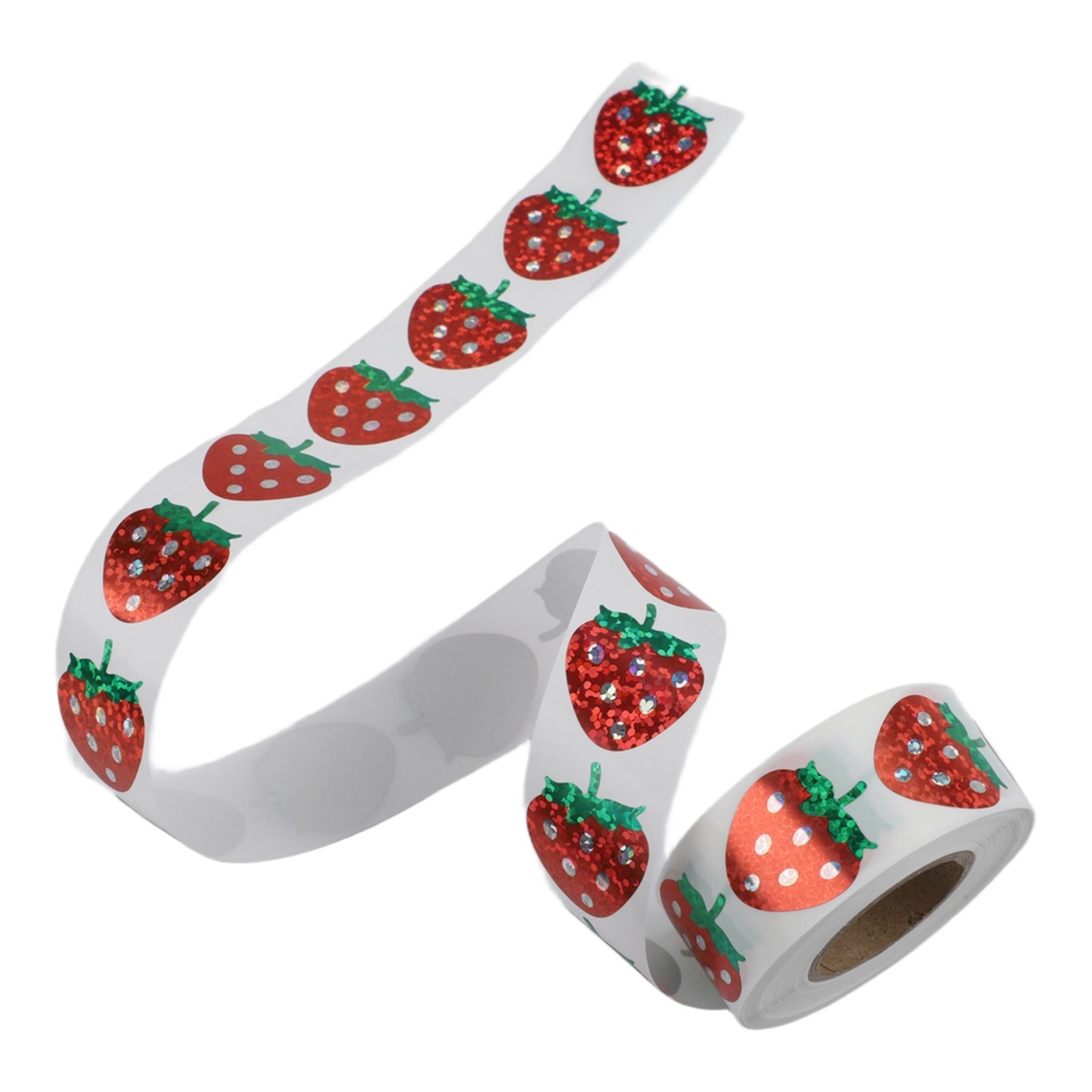 500 Pcs Strawberry Shaped Holographic Labels Coated Paper for Various Uses