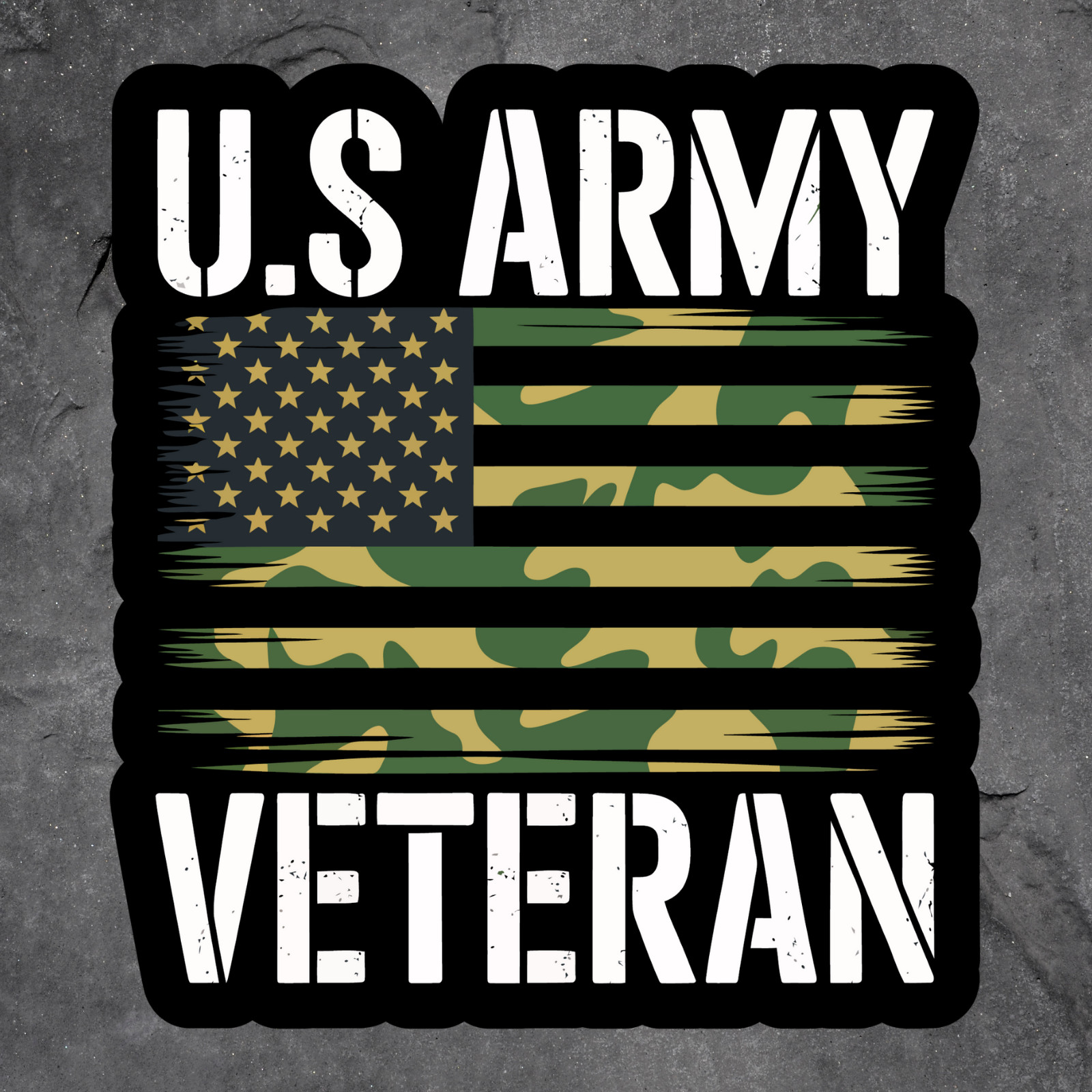 Veteran Sticker Vinyl Decal US Army Flag Camo Patriotic Military Soldier 5″