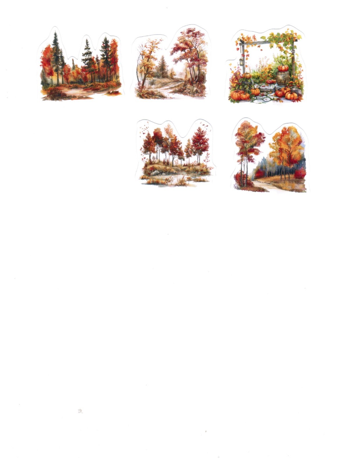 20 Pcs Set Autumn Maple Trees 2D flat Vintage STICKERS for Scrapbook DIY Planner