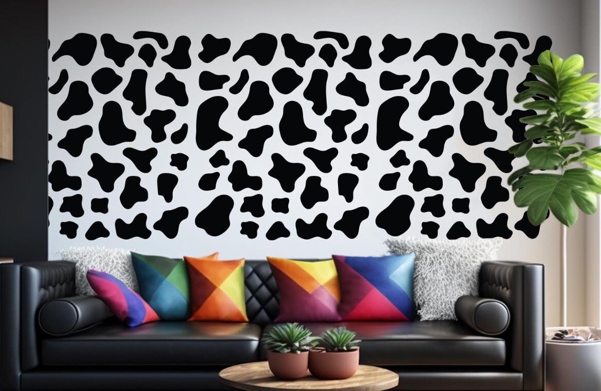 Cow Spots Wall Decals | 80″ x 22″ Peel and Stick Decor | Cow Print Decals