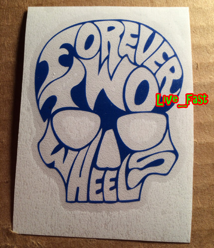 FOREVER TWO WHEELS DECAL STICKER VINYL ftw biker motorcycle stickers helmet tank