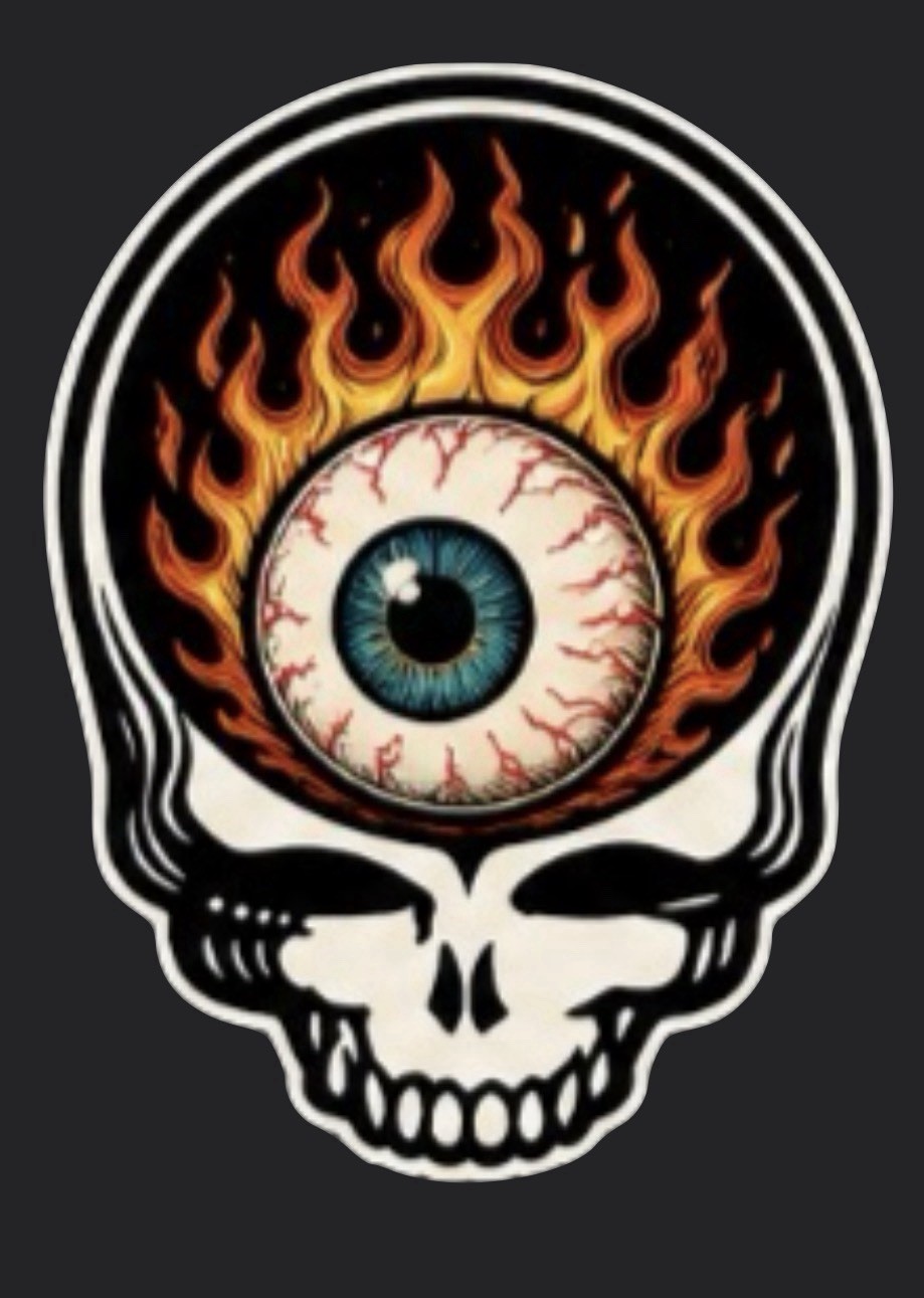 Steal Your Face 💀🌹Grateful Dead sticker Skull Deadhead Co Bolt Flaming Eyeball