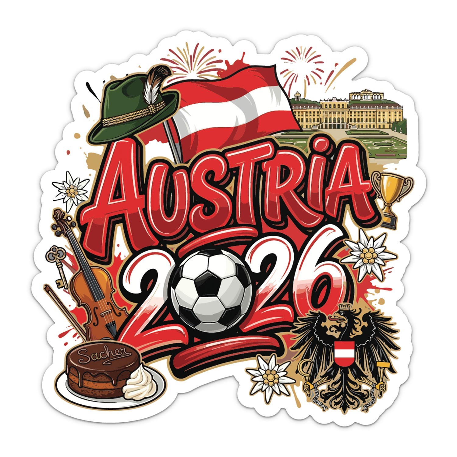 Austria WC 2026 Travel Soccer Badge World Cup Sticker Car Bumper Vinyl Decal