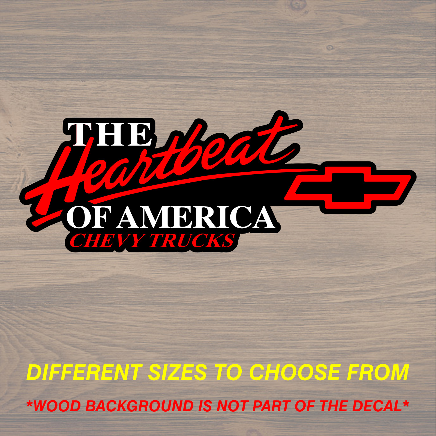 Vinyl Decal Sticker Fits Chevrolet Chevy Trucks Heartbeat of America Graphics