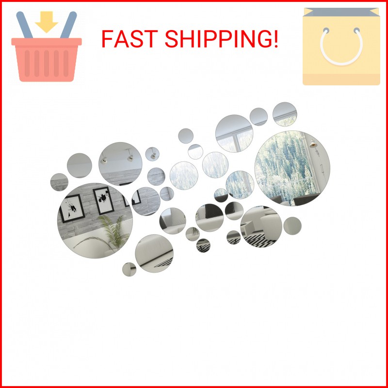 32 Pieces Removable Acrylic Mirror Setting Wall Sticker Decal for Home Living Ro