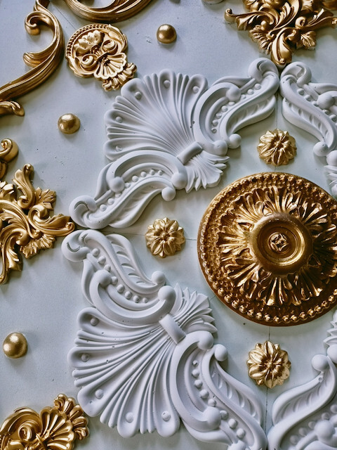 X18 Ceiling Mirror Rose Alabaster Plaster Stucco Handmade – 60 X 60 Cm