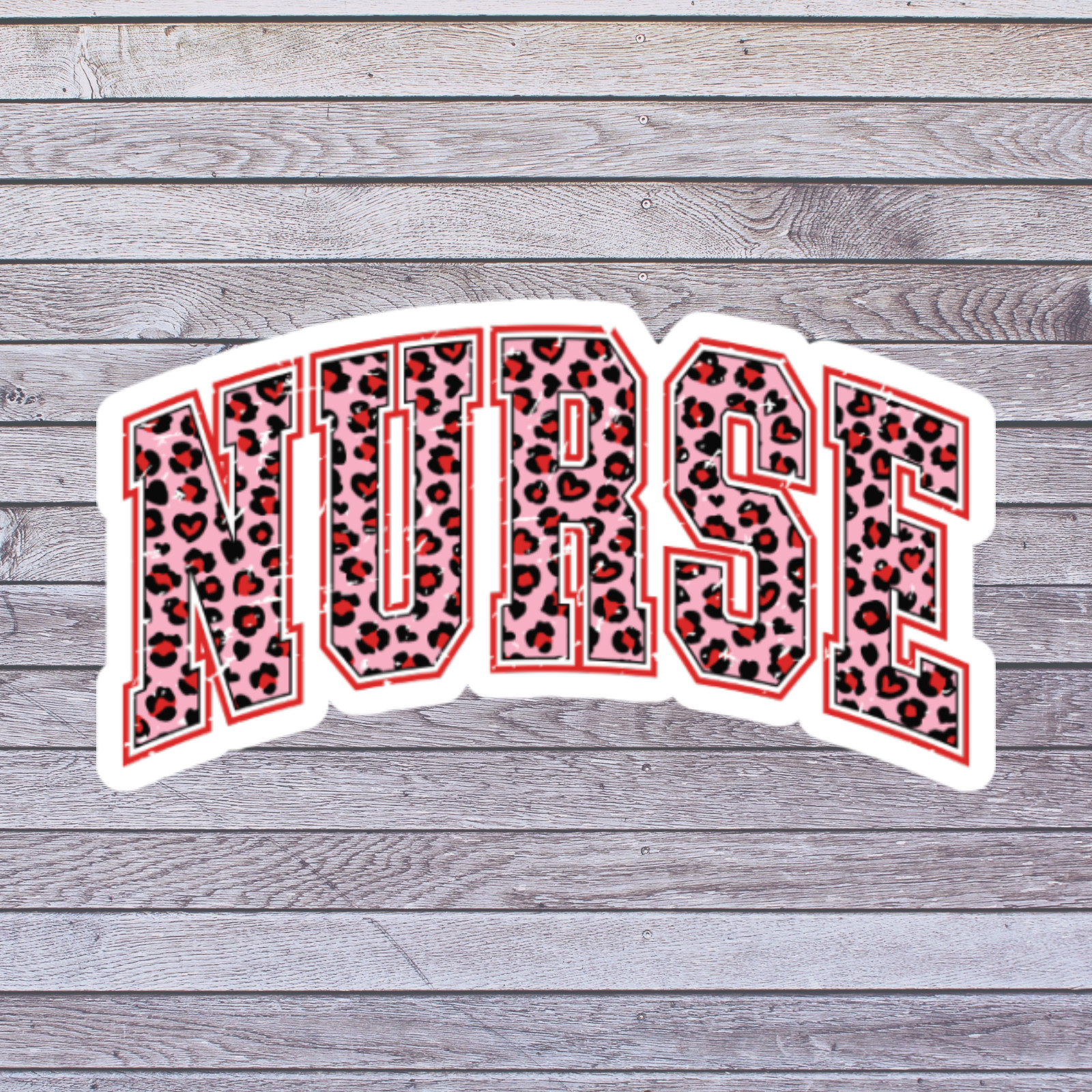 Nurse Sticker Vinyl Decal Nurse Leopard Print Pink Hearts Medical
