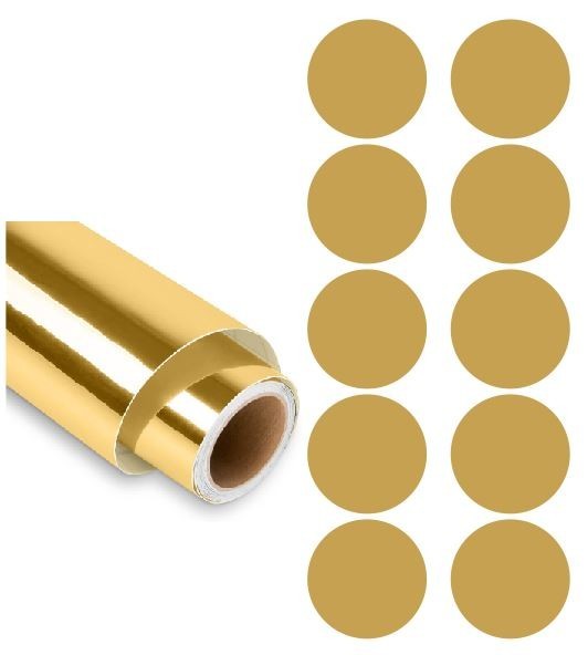 Dots Round Vinyl Color Coded Inventory Label Chrome Gold 1.5 Inch Stickers