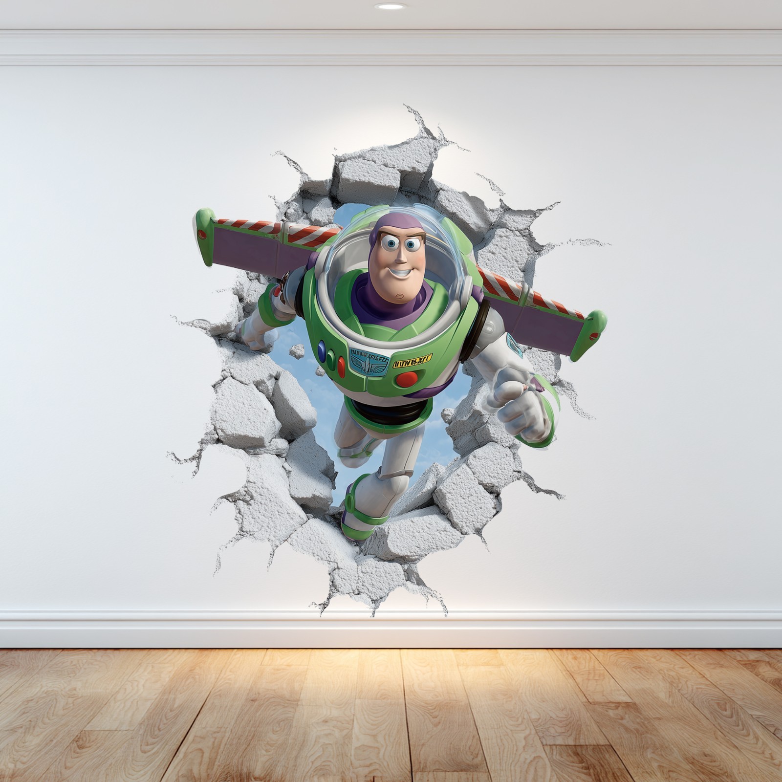 Toy Story Buzz Lightyear Wall Cracked High Quality Vinyl Glossy DIY Sticker Wall