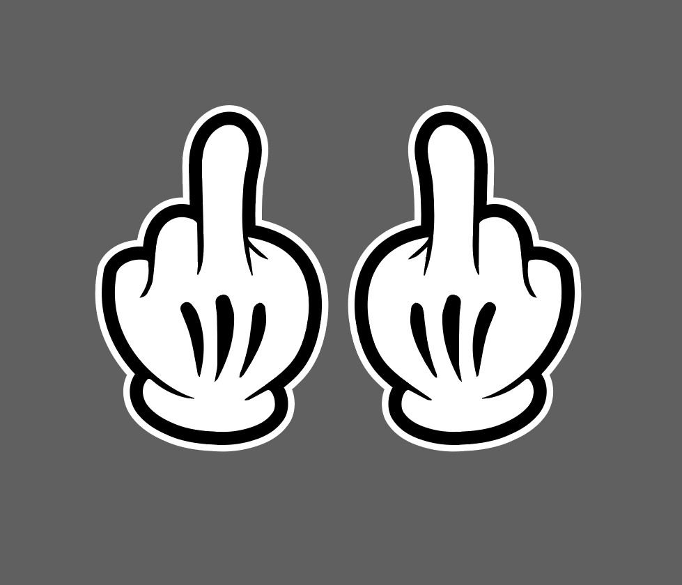 Mickey Mouse Hands the Finger Vinyl Decal Sticker – 2 for 1 – 4″